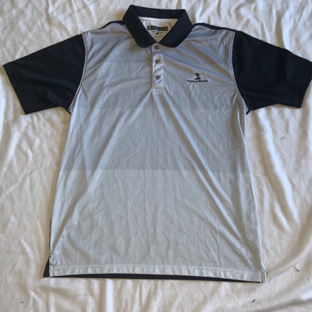 Pebble Beach performance large golf polo shirt black and white technical fabric